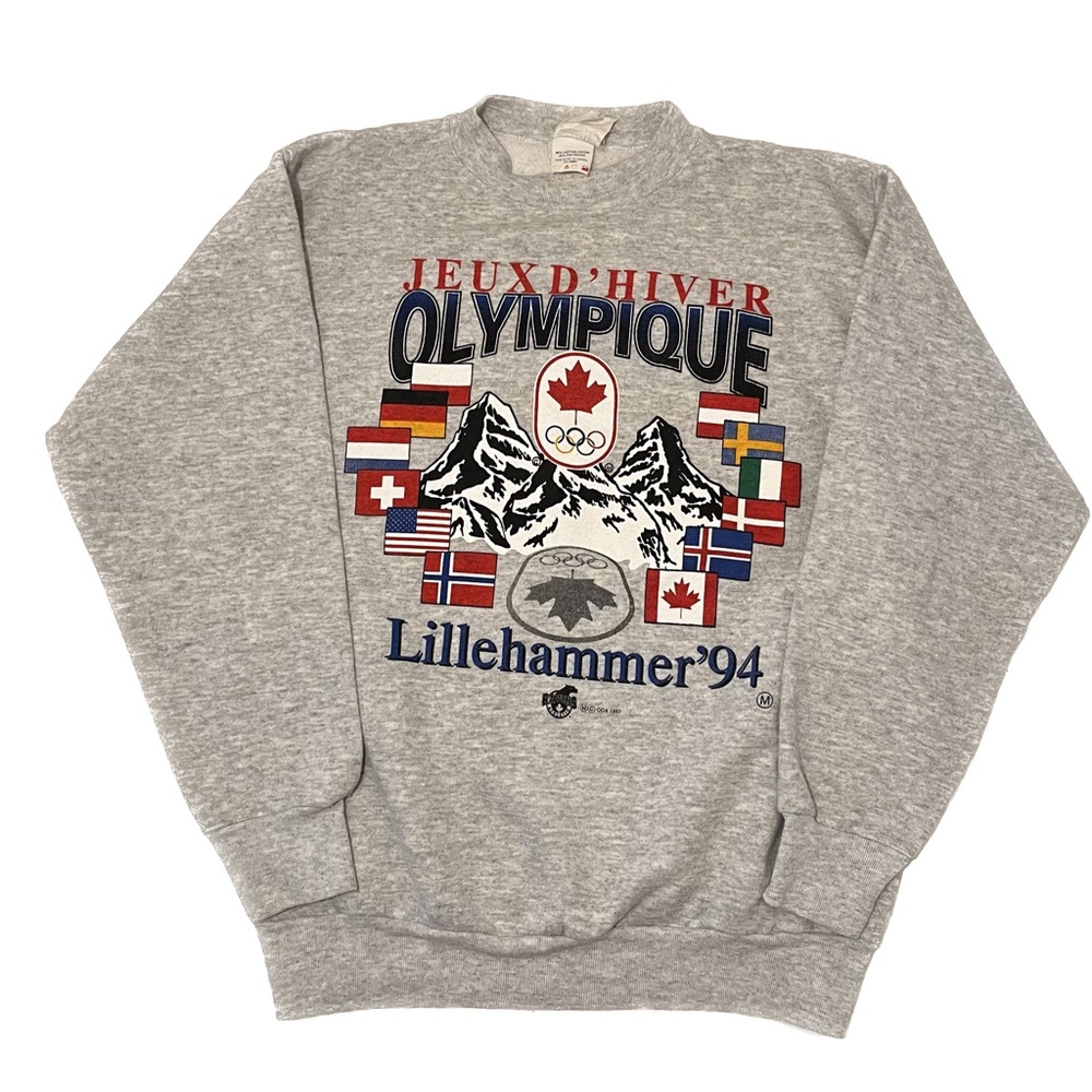 Vintage Olympics printed Sweatshirt Ravens athletic Lillehammer94 Made in Canada